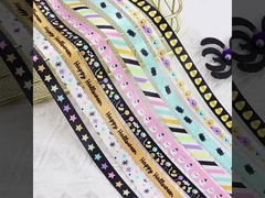 10mm Nowy Produkt Scena Halloween Atmosfera Dąbka Duch Pająk Cukier Trik Twórca wstążka Atmosfera