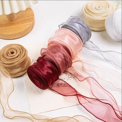 Dobra cena. Kolorowa wstążka organza Rolowy prezent dekoracyjny Warp Glitter Wire Silk Ribbon For Flower Gifts Packing DIY Accessories w Internecie
