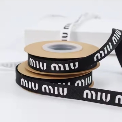 kupować Drukowanie logo na zamówienie 13 mm Grosgrain Ribbon Roll w kolorze czarno-białym dla kwiatów z butelki online manufacture