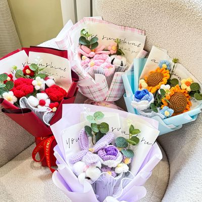 kupować 520 Dzień Matki bukiet wełny dzianiny Ręcznie wykonane kwiaty na sezon absolwentów produkcja online