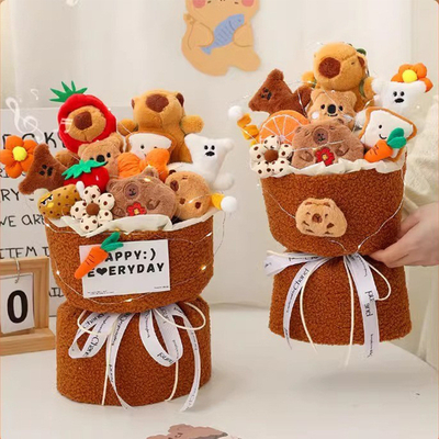 Dobra cena. Świąteczny Pawfect Leader Pucharowy zestaw zabawek Capybara Kwiat bukiet Kawaii Karykatury prezent na Walentynki / urodziny w Internecie