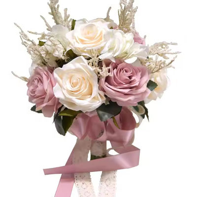 kupować Sztuczny bukiet kwiatów Róża pieonia kwiaty jedwabne do dekoracji ślubnej Oblubienicę Dziewczyna ślubna Kwiat bukiet ślubny produkcja online