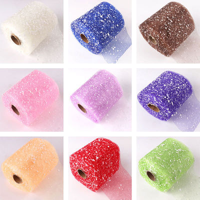 kupować 15cm szeroka siatka z kropkami śniegu ręcznie wykonana DIY kreskówka dekoracja kwiatów opakowanie siatka dekoracja ślubna z wieloma kolorami produkcja online