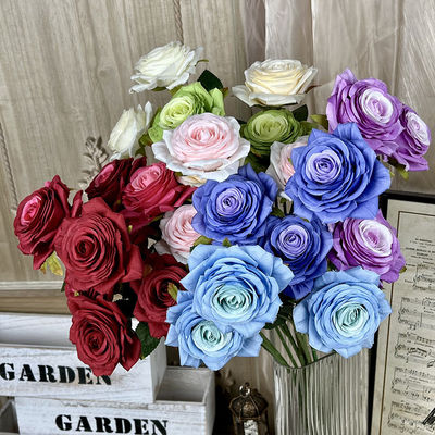 kupować Trzy tysiące warstwowych imitacji róż prawdziwe i fałszywe bukiety kwiatów na wesela, wysokiej klasy sztuczne jedwabne dekoracje kwiatowe, dekoracje salonu produkcja online