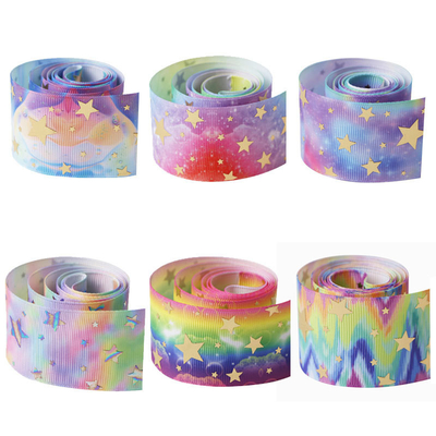 kupować Meisida wstążka 3,8cm nici wstążka gorąca złoto i srebrne gwiazdy tęcza gradient kolor wstążka hurtowa online manufacture