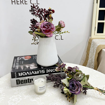 kupować Styl francuski grillowany wielokrotny róża symulacja stołu kwiatowego układ kwiatów, ręczny kwiat, fałszywy bukiet kwiatowy dekoracja produkcja online