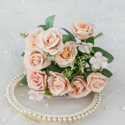 kupować 10 Nordic Spring Roses Symulowany bukiet kwiatów Plastic Fake Flowers Home Wedding Decoration Arrangement Kwiatowy kwiaty jedwabne online manufacture