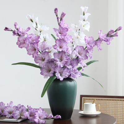 kupować Wysokiej klasy sztuczne kwiaty, jednogłówkowe gladioli sztuczne kwiaty, dekoracja salonu i stołu jadalnego w domu, rekwizyty do fotografii ślubnej, sztuczne bukiety produkcja online