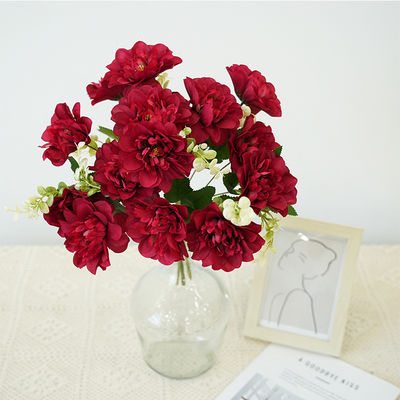 kupować 5 pieonia i chryzantema sztuczne kwiaty jedwabne, pieonia sztuczne kwiaty, ręczne bukiety, układy kwiatowe ślubne, dekoracje stołowe, ozdoby kwiatowe produkcja online