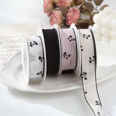 kupować Poliestrowa wstążka śnieżna z nadrukiem motyla do akcesoriów do włosów, ekologiczna, do majsterkowania, kokard, kwiatów, pakowania prezentów online manufacture