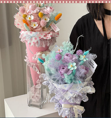 kupować Dzień Matki&520 Złożony bukiet kwiatowy z koronką Dekoracja wstążka Akcesoria DIY Ręcznie wykonane materiały opakowaniowe produkcja online