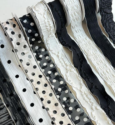 kupować DIY Dekoracyjne opakowania kwiatowe 14m czarno-biała wstążka Qixi bukiet z wstążką sklep z kwiatami produkcja online