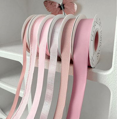 kupować Różowa wstążka pamięci Układ kwiatowy Opakowanie Akcesoria do włosów Opakowanie podarunkowe z ręcznie wykonanym bukietem DIY produkcja online