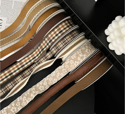 kupować Stworzone przez człowieka jesienią/zimą Maillard serii wstążka kwiat podarunek pasek bukiet DIY wstążka układ kwiatowy opakowanie podarunkowe taśma brązowa/kolory dostosowane produkcja online