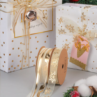 kupować Dekoracja walentynkowa Śnieżna gaza, prezent ciasto kwiatowe opakowanie wstążka krawat z białym złotym produkcja online