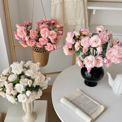 kupować Róża symulacyjna w stylu koreańskim, 12 główek, Elsa Rose, sztuczny kwiat, dekoracja do domu, salonu, jadalni, rekwizyt fotograficzny online manufacture