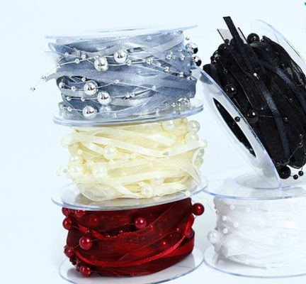 kupować Perłowa Wstążka z Perłami, Perłowy Łańcuszek, Wstążka, Kwiat, Materiał Opakowaniowy, Ozdoby do Włosów z Koralikami, Prezent, Wstążka DIY 1cm / 5m, Trwałość Koloru produkcja online