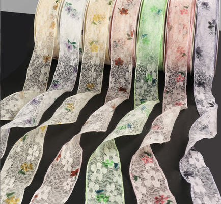 kupować Zielony 2,5cm/10m wstążka koronka Kwiatowe materiały dla Qixi Walentynki piękno gazy bukiet produkcja online