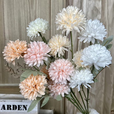 kupować Imitacja chrysanthemum 3-głowy autentyczny bukiet kwiaty ślubne wysokiej klasy dotykający kwiat jedwabiu wykończone dekoracje dekoracje salonu online manufacture