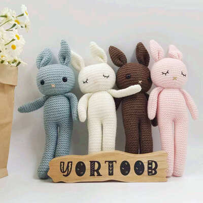 kupować Sprzedaż hurtowa Płytkowe Słodkie Dzieciak Komfort lalka Królik Szczotka Zwierzęca Zabawka Ręcznie robione Amigurumi Królik plusz produkcja online