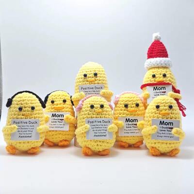 kupować Śmieszne szydełkowe Kawaii nadziewane emocjonalne pozytywne pluszowa kaczka zabawna dzianinowa pozytywna kaczka szydełkowa torba dla lalek wisiorek prezent produkcja online