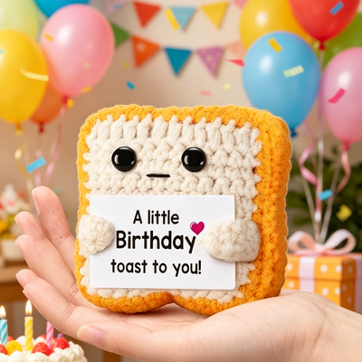 kupować Ręcznie zniszczona dziana, chleb, toast, plusz, zabawka, lalka z pozytywną kartką zachęty, prezent urodzinowy produkcja online