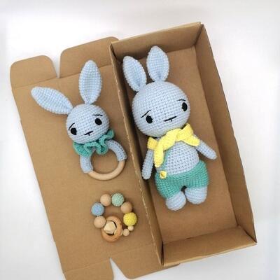kupować 100% ręcznie robione na szydełku króliczek zabawka lalki Amigurumi szydełkowe zwierzęta pluszowe nadziewane króliczek zabawka ząbkowanie dla dzieci produkcja online