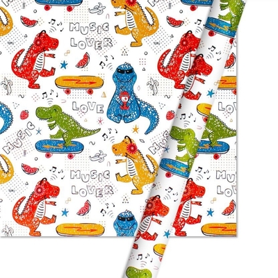 kupować Biały wzór w dinozaura 50CMX70CM Rolka papieru do pakowania prezentów na pakiet zabawek online manufacture