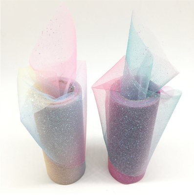 kupować 15cm 10 jardów Organza Tulle Rolls Tęczowy brokatowy tiul z kryształowym cekinem online manufacture