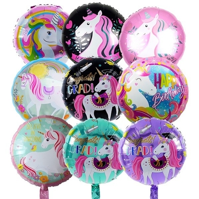 kupować Żeński męski tęczowy jednorożec balon foliowy z helem 18-calowe balony z farszem online manufacture