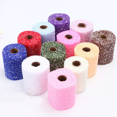 kupować Białe kropki śnieżne Organza Tulle Rolls Owijanie siatki 15 cm X 5 jardów online manufacture