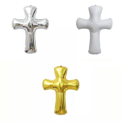 Dobra cena. Hurtowy nowy projekt złoty srebrny biały wielkanocny krzyż aluminiowa folia balonowa na artykuły do ​​dekoracji imprez w Internecie