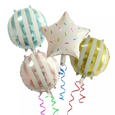 Dobra cena. Okrągły wzór w paski Balon foliowy z helem Mylar 18 cali do dekoracji imprez Tik Tok w Internecie