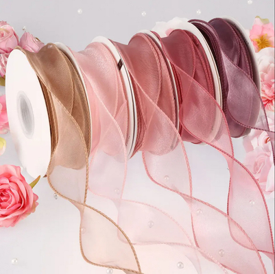 Dobra cena. 10 jardów rolka jedwabna organza koronkowa kwiatowa wstążka typu fishtail o szerokości 40mm na prezent w Internecie