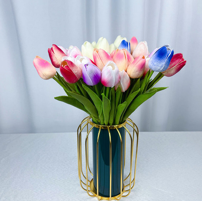 Dobra cena. Wewnętrzny Faux Single Branch Pvc Soft Feeling Plastikowe Sztuczne Prawdziwe Dotykowe Kwiaty Tulipanów w Internecie