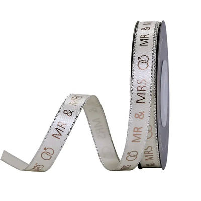 Dobra cena. Jednostronny ślub Dekoracja prezentów Pudełka pakowanie Custom jedwabny satynowy wydrukowany wstążka logo w Internecie