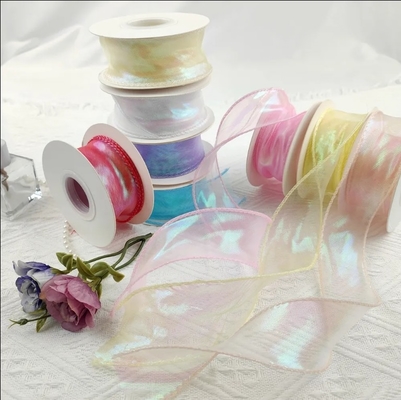 Dobra cena. Niestandardowe kolorowe chiffon różowy organza jedwabna wstążka do ślubnych prezentów bukiety Dekoracja opakowania w Internecie