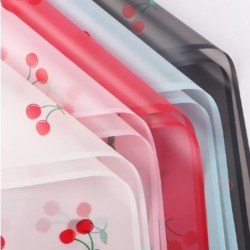 56*56cm Czerwona Matte wodoodporny kwiatowy papier opakowaniowy z przezroczystym koreańskim wzorem