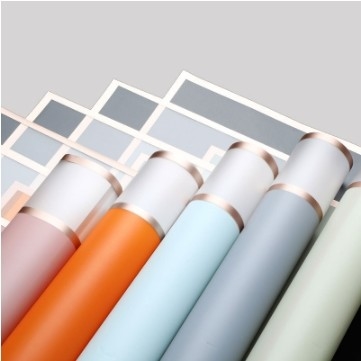Dobra cena. Lizhiran Rose Gold Edge Space Jelly Film Wrapping Paper Simple Border Waterproof Translucent Matte Bouquet Paper w Internecie