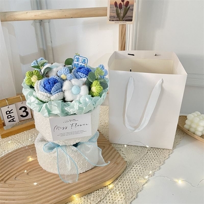 Dobra cena. Woolen Bunny Ear Bouquet Handheld Flower Arrangement 20x35cm Idealny na urodziny w Internecie