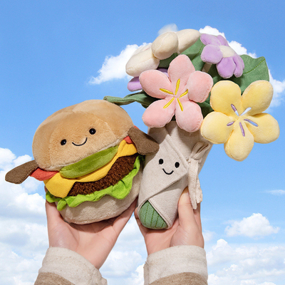 Dobra cena. Komfort towarzystwo hamburger plusz zabawka miękka urocza 15x28cm seria żywności wypełnione zwierzę dla różnorodności kwiatów bukiet prezent w Internecie