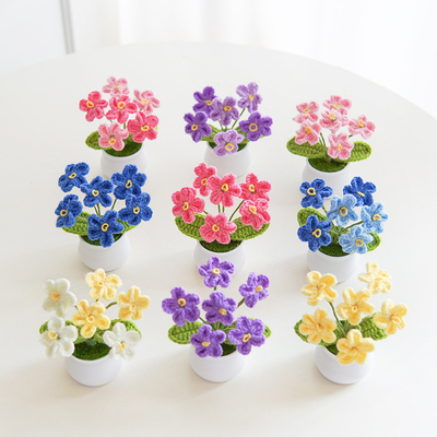 Dobra cena. Myosotis Zapomnij-nie-mnie Sztuczny Kwiat Roślina do garnka Ręcznie Dekoracja domowa Arrangement dzianin Kreatywny Podarunek 5.5x10cm w Internecie
