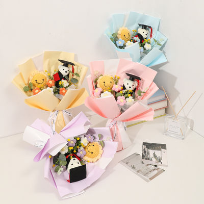 Dobra cena. Doktor Niedźwiedź bukiet ukończenia szkoły słonecznik dziana wełna dziana gotowy produkt symulacja kwiat egzamin wstępny na studia prezent zachęty w Internecie