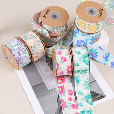 Dobra cena. Rose print ribbon hair accessories DIY gift flower packaging shoes flower grass hat bow ribbon rose flower ribbon w Internecie