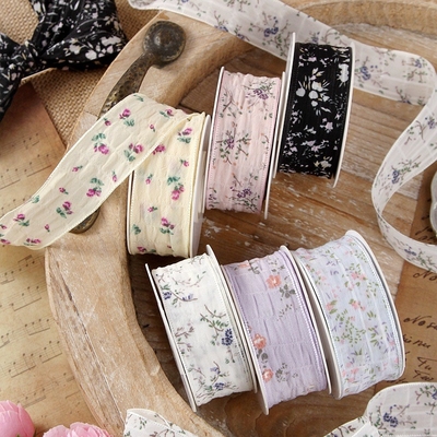 Akcesoria do włosów Użycie Polyester Drukowany Flowers Edge Headband dla DIY Bow Ribbon Straw Hat Gift Box Packaging Straps