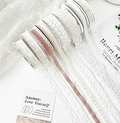 Dobra cena. Wymywalna wstążka Jacquard Lace 1,6 cm szerokość do ręcznie wykonanej DIY partia Dekoracja włosów Kwiat bukiet wiązany tort wstążka prezentów w Internecie