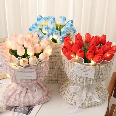 Dobra cena. Zakończony sztuczny kwiat tulipanu prezent na Dzień Matki, trwały bukiet pachnących kwiatów jest uroczym prezentem dla twojej dziewczyny 20 maja w Internecie