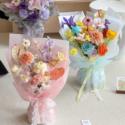 Papier do pakowania na Dzień Matki z motywem storczyka Phalaenopsis, matowe, modne i wodoodporne materiały do sztuki florystycznej