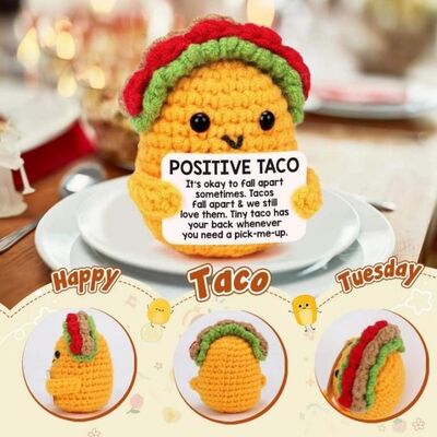 Dobra cena. Positive Crochet Taco Birthday Gifts Crochet Dolls Emotional Inspirational Support Positive Present for Graduation Mom Teachers w Internecie
