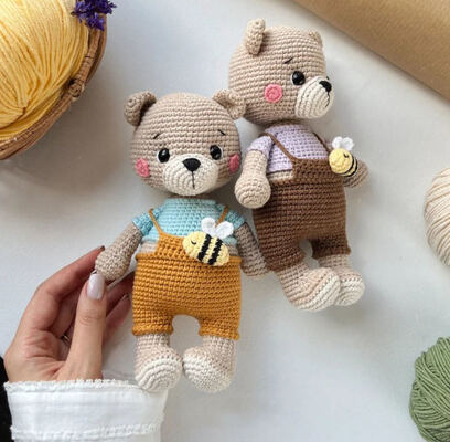 Dobra cena. Ręcznie robiona na szydełku lalka miś Amigurumi miękka pluszowa zabawka w kształcie zwierzątka dla dzieci w Internecie